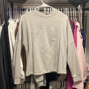 Soft Grey Heart Embossed Sweatshirt – Self Esteem (Size L)